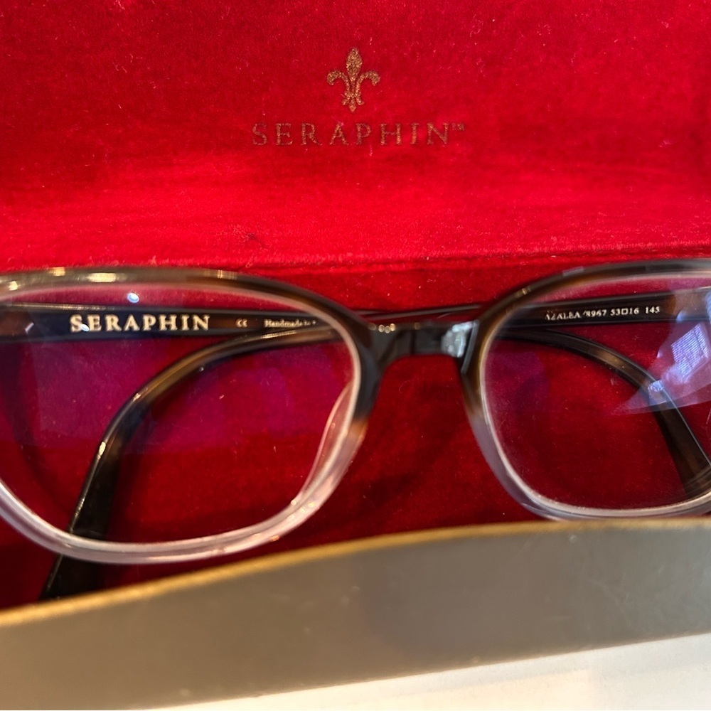 Seraphin Eyeglasses Azalea/8967 Tortoise/Blue Square Japan 53[]16 145 Handmade - Picture 8 of 15